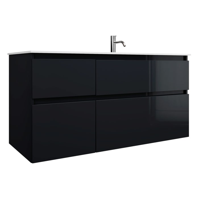 burgbad Lin20 Waschtischunterschrank mit Mineralguss-Waschtisch 122 cm, 4 Auszüge, rechts