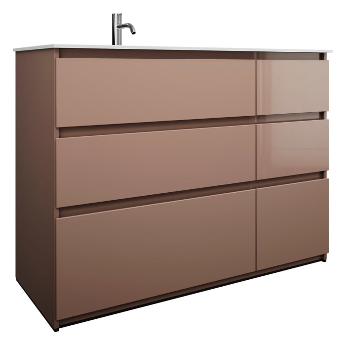 burgbad Lin20 Waschtischunterschrank mit Mineralguss-Waschtisch 122 cm, 6 Auszüge, links