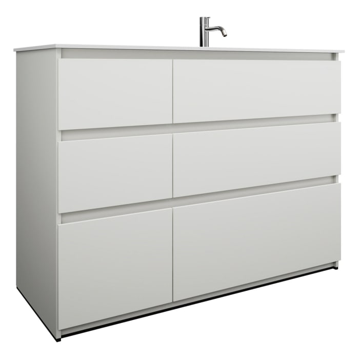 burgbad Lin20 Waschtischunterschrank mit Mineralguss-Waschtisch 122 cm, 6 Auszüge, rechts