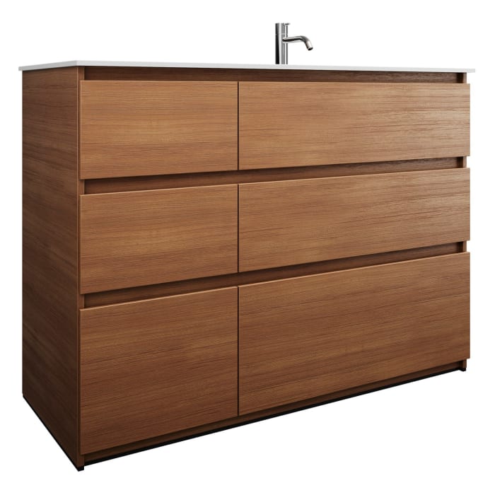 burgbad Lin20 Waschtischunterschrank mit Mineralguss-Waschtisch 122 cm, 6 Auszüge, rechts