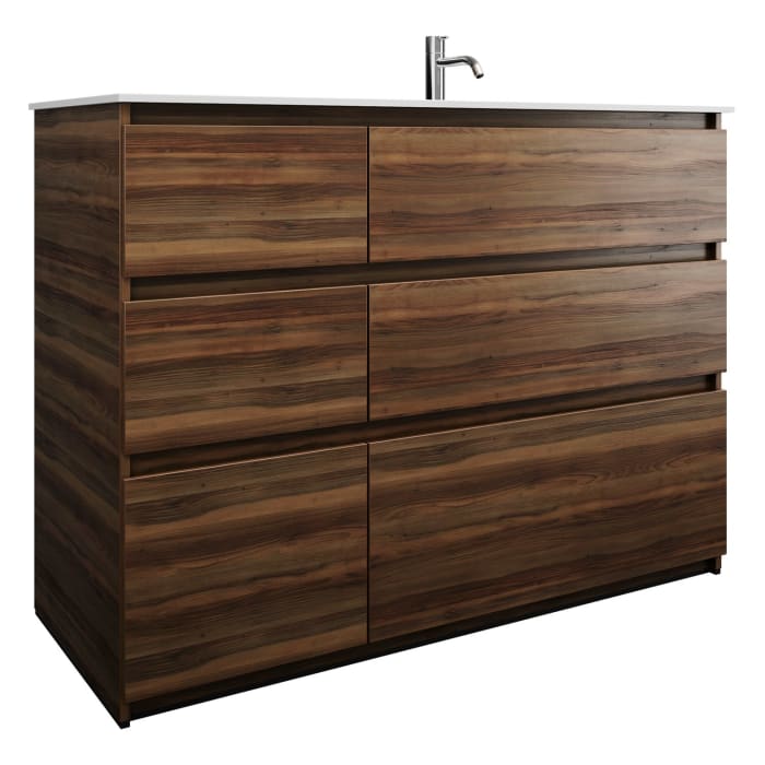 burgbad Lin20 Waschtischunterschrank mit Mineralguss-Waschtisch 122 cm, 6 Auszüge, rechts