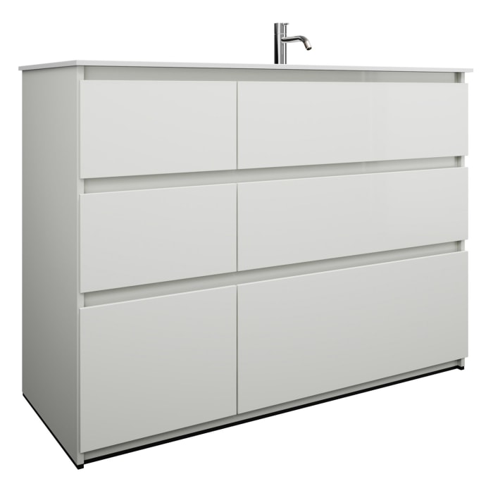 burgbad Lin20 Waschtischunterschrank mit Mineralguss-Waschtisch 122 cm, 6 Auszüge, rechts