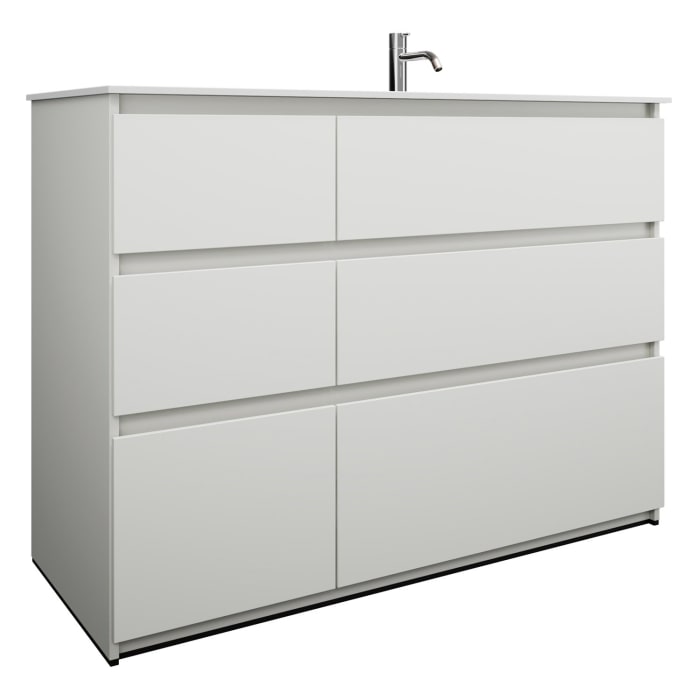 burgbad Lin20 Waschtischunterschrank mit Mineralguss-Waschtisch 122 cm, 6 Auszüge, rechts