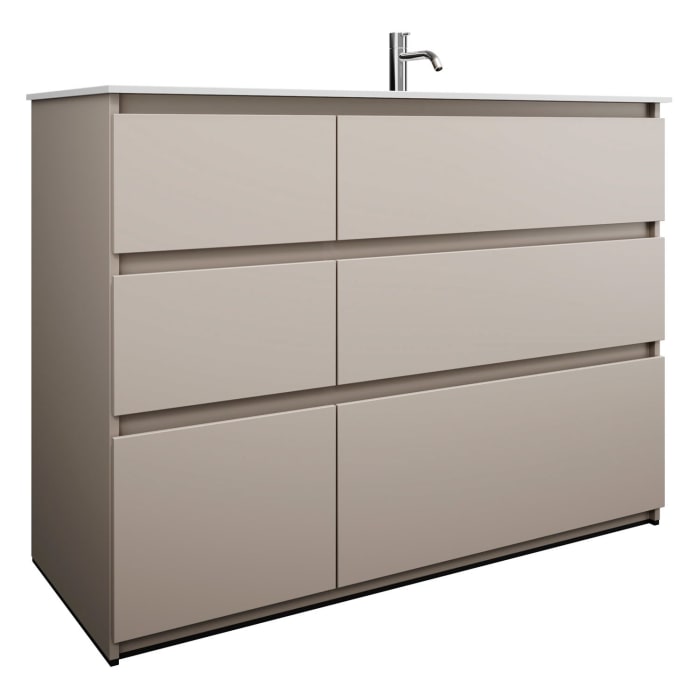 burgbad Lin20 Waschtischunterschrank mit Mineralguss-Waschtisch 122 cm, 6 Auszüge, rechts