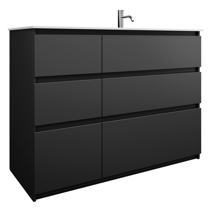 burgbad Lin20 Waschtischunterschrank mit Mineralguss-Waschtisch 122 cm, 6 Auszüge, rechts