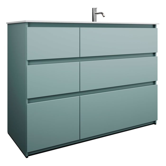 burgbad Lin20 Waschtischunterschrank mit Mineralguss-Waschtisch 122 cm, 6 Auszüge, rechts