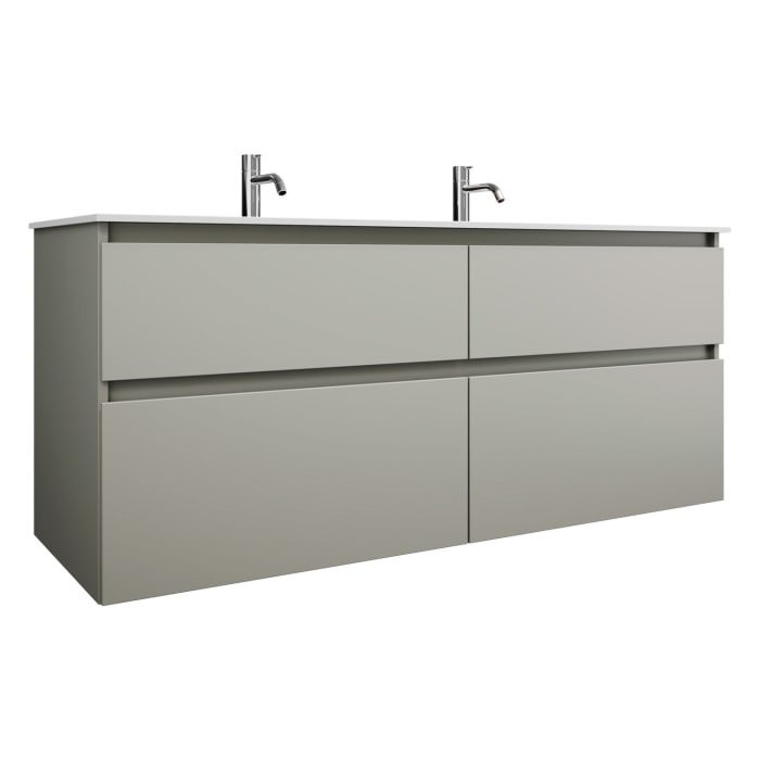 burgbad Lin20 Waschtischunterschrank mit Mineralguss-Waschtisch 142 cm, 4 Auszüge