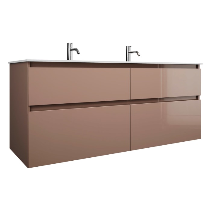 burgbad Lin20 Waschtischunterschrank mit Mineralguss-Waschtisch 142 cm, 4 Auszüge