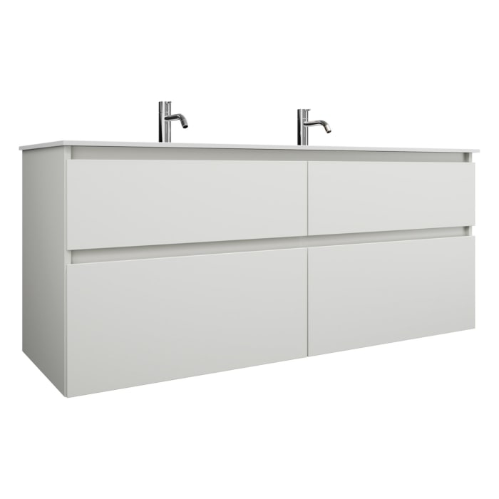 burgbad Lin20 Waschtischunterschrank mit Mineralguss-Waschtisch 142 cm, 4 Auszüge