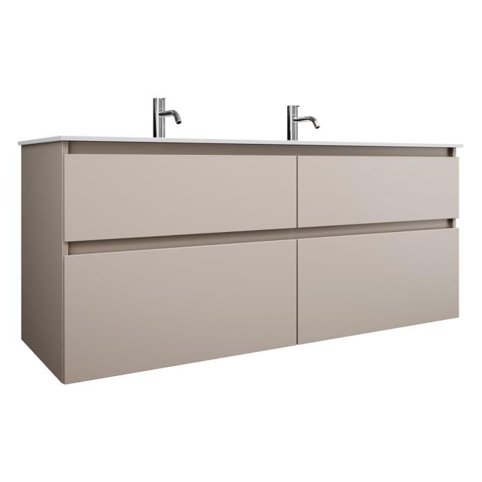 burgbad Lin20 Waschtischunterschrank mit Mineralguss-Waschtisch 142 cm, 4 Auszüge