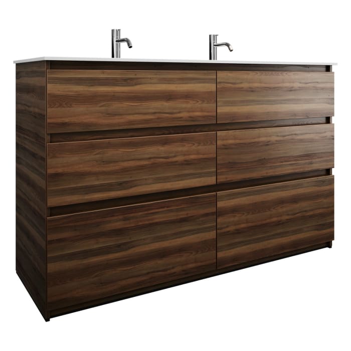 burgbad Lin20 Waschtischunterschrank mit Mineralguss-Waschtisch 142 cm, 6 Auszüge