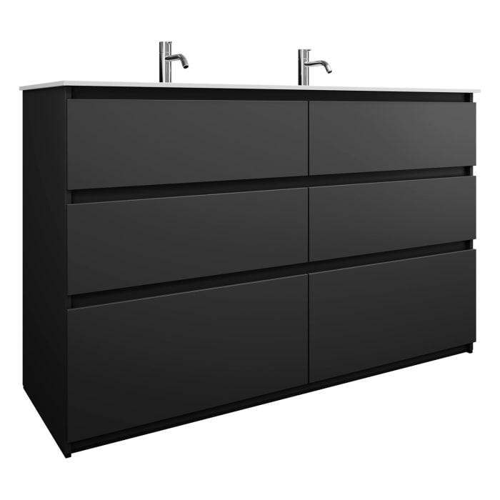 burgbad Lin20 Waschtischunterschrank mit Mineralguss-Waschtisch 142 cm, 6 Auszüge