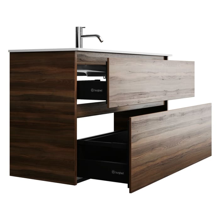 burgbad Lin20 Waschtischunterschrank mit Mineralguss-Waschtisch 102 cm, 2 Auszüge