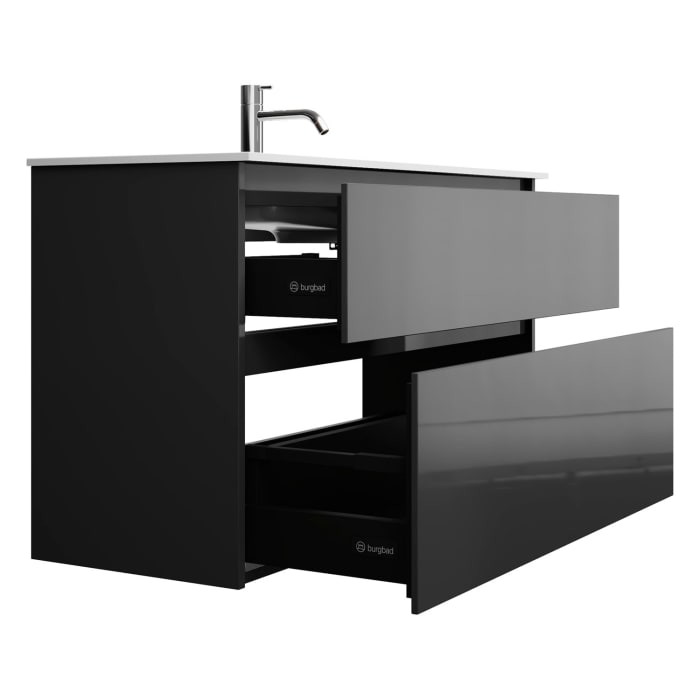 burgbad Lin20 Waschtischunterschrank mit Mineralguss-Waschtisch 102 cm, 2 Auszüge