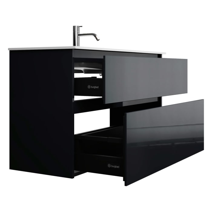 burgbad Lin20 Waschtischunterschrank mit Mineralguss-Waschtisch 102 cm, 2 Auszüge