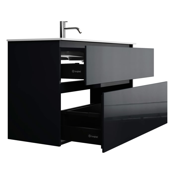 burgbad Lin20 Waschtischunterschrank mit Mineralguss-Waschtisch 102 cm, 2 Auszüge