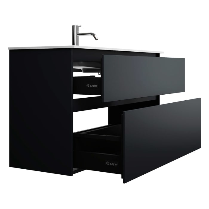 burgbad Lin20 Waschtischunterschrank mit Mineralguss-Waschtisch 102 cm, 2 Auszüge