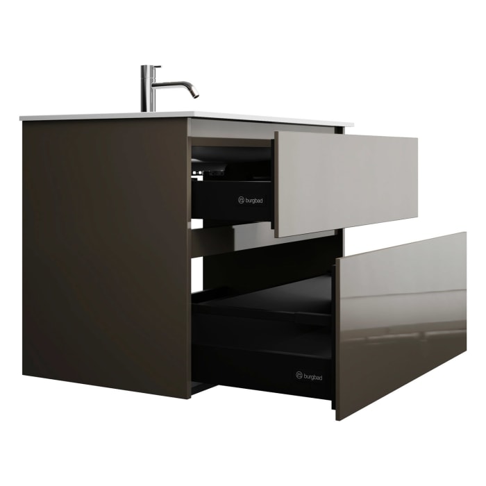 burgbad Lin20 Waschtischunterschrank mit Mineralguss-Waschtisch 82 cm, 2 Auszüge