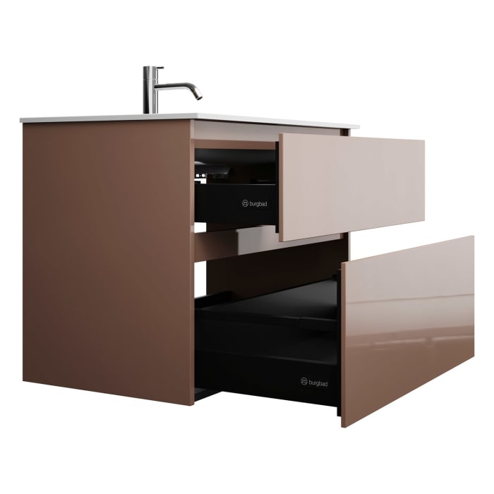 burgbad Lin20 Waschtischunterschrank mit Mineralguss-Waschtisch 82 cm, 2 Auszüge