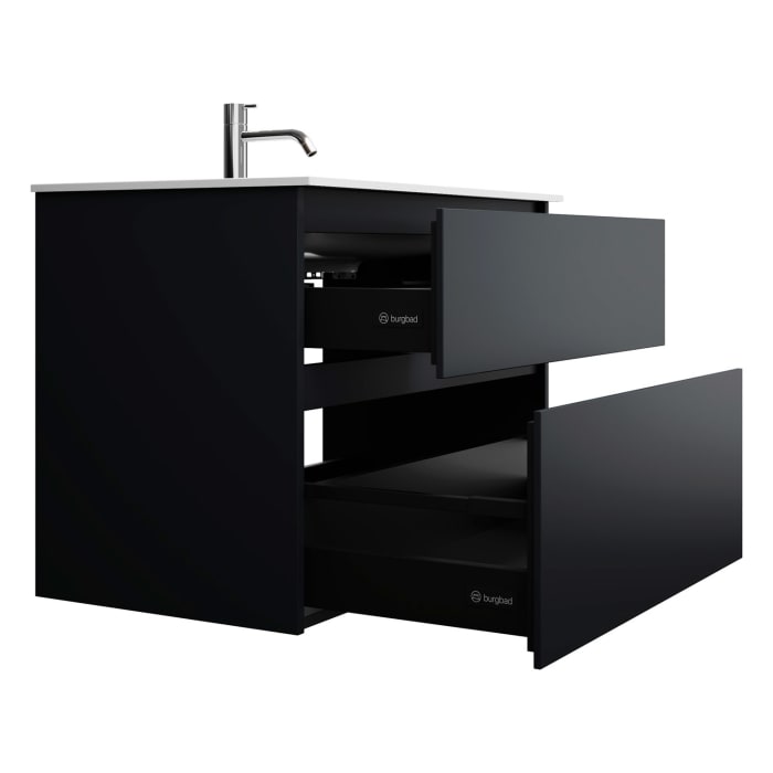 burgbad Lin20 Waschtischunterschrank mit Mineralguss-Waschtisch 82 cm, 2 Auszüge