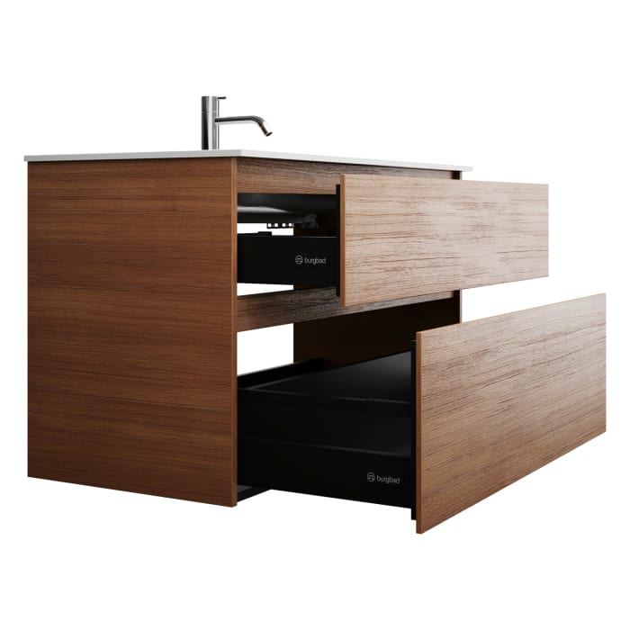 burgbad Lin20 Waschtischunterschrank mit Mineralguss-Waschtisch 102 cm, 2 Auszüge