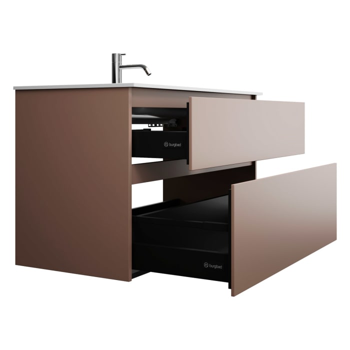 burgbad Lin20 Waschtischunterschrank mit Mineralguss-Waschtisch 102 cm, 2 Auszüge