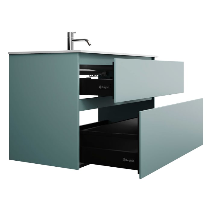 burgbad Lin20 Waschtischunterschrank mit Mineralguss-Waschtisch 102 cm, 2 Auszüge