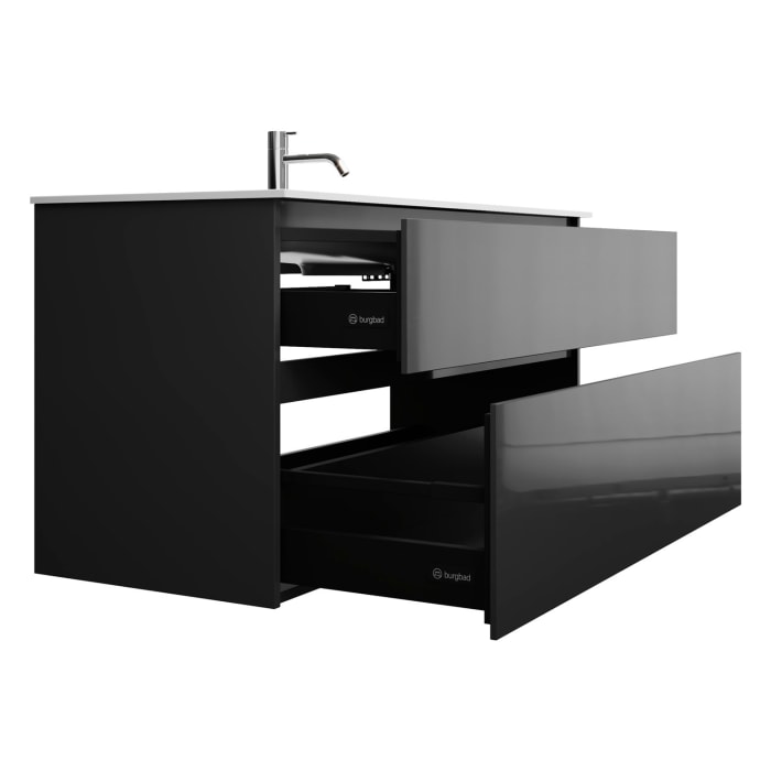 burgbad Lin20 Waschtischunterschrank mit Mineralguss-Waschtisch 122 cm, 2 Auszüge