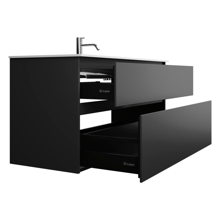 burgbad Lin20 Waschtischunterschrank mit Mineralguss-Waschtisch 122 cm, 2 Auszüge