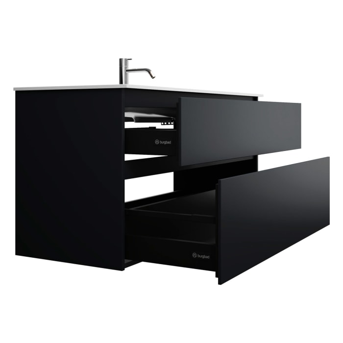 burgbad Lin20 Waschtischunterschrank mit Mineralguss-Waschtisch 122 cm, 2 Auszüge