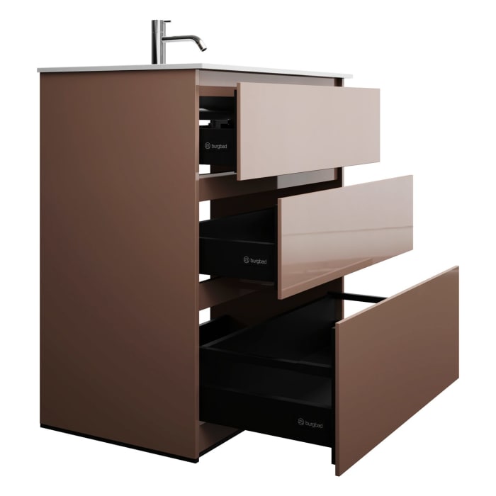 burgbad Lin20 Waschtischunterschrank mit Mineralguss-Waschtisch 82 cm, 3 Auszüge