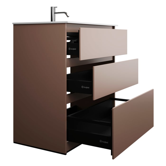 burgbad Lin20 Waschtischunterschrank mit Mineralguss-Waschtisch 82 cm, 3 Auszüge