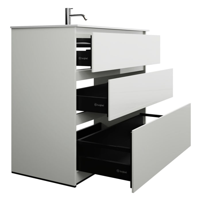 burgbad Lin20 Waschtischunterschrank mit Mineralguss-Waschtisch 102 cm, 3 Auszüge