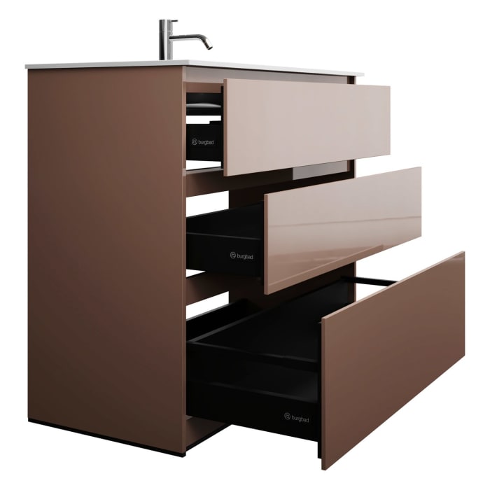 burgbad Lin20 Waschtischunterschrank mit Mineralguss-Waschtisch 102 cm, 3 Auszüge
