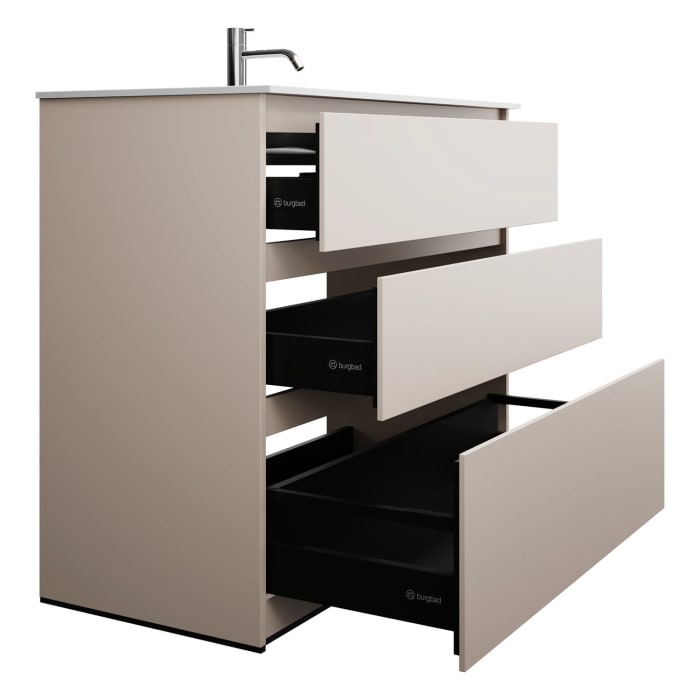 burgbad Lin20 Waschtischunterschrank mit Mineralguss-Waschtisch 102 cm, 3 Auszüge