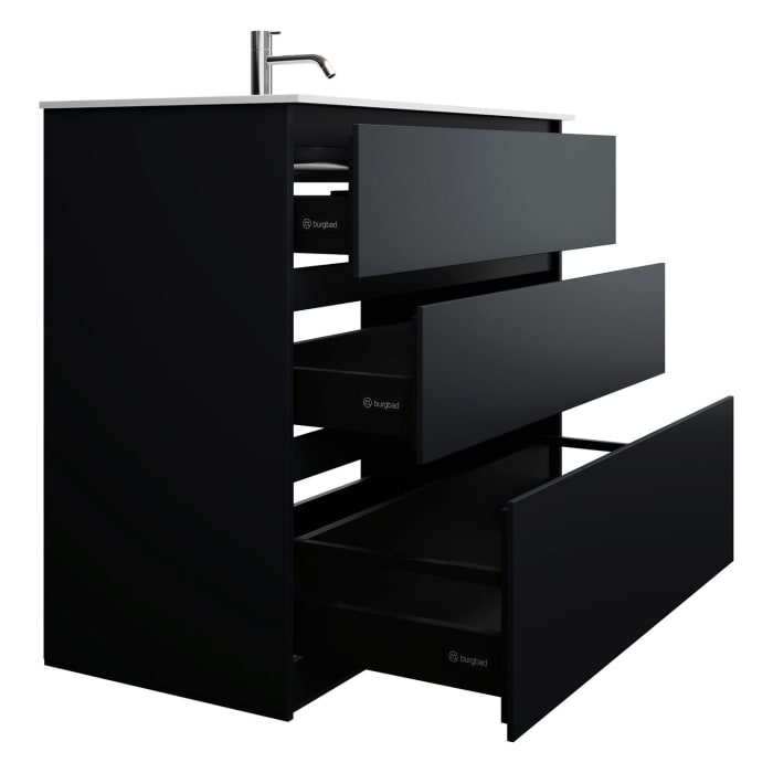 burgbad Lin20 Waschtischunterschrank mit Mineralguss-Waschtisch 102 cm, 3 Auszüge