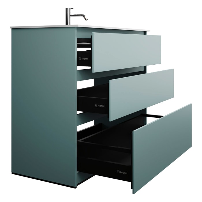 burgbad Lin20 Waschtischunterschrank mit Mineralguss-Waschtisch 102 cm, 3 Auszüge