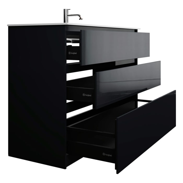 burgbad Lin20 Waschtischunterschrank mit Mineralguss-Waschtisch 122 cm, 3 Auszüge