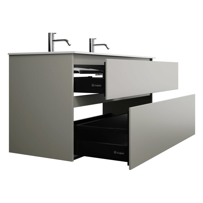 burgbad Lin20 Waschtischunterschrank mit Mineralguss-Waschtisch 122 cm, 2 Auszüge