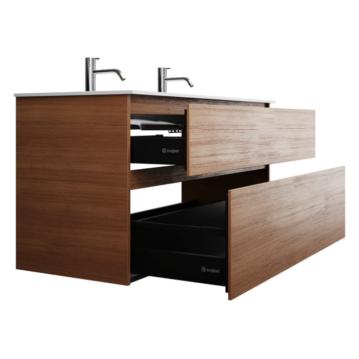 burgbad Lin20 Waschtischunterschrank mit Mineralguss-Waschtisch 122 cm, 2 Auszüge