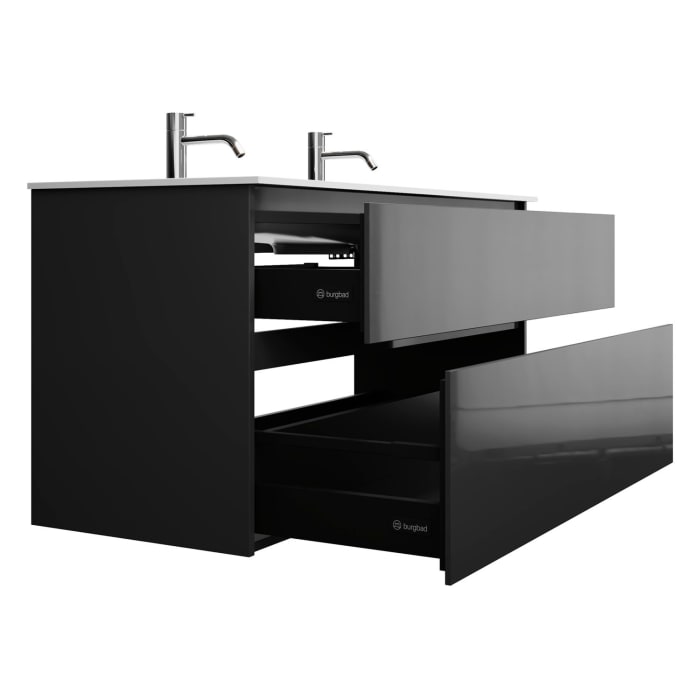 burgbad Lin20 Waschtischunterschrank mit Mineralguss-Waschtisch 122 cm, 2 Auszüge