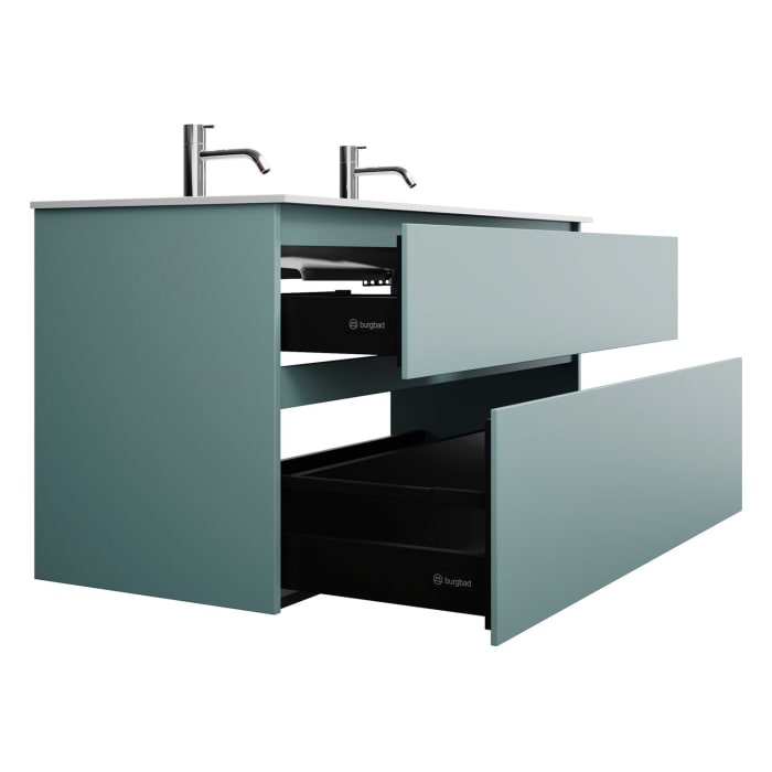 burgbad Lin20 Waschtischunterschrank mit Mineralguss-Waschtisch 122 cm, 2 Auszüge