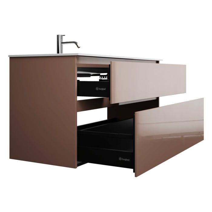 burgbad Lin20 Waschtischunterschrank mit Mineralguss-Waschtisch 122 cm, 2 Auszüge, links