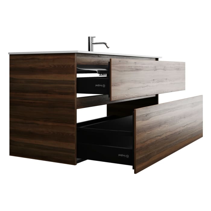 burgbad Lin20 Waschtischunterschrank mit Mineralguss-Waschtisch 122 cm, 2 Auszüge, rechts