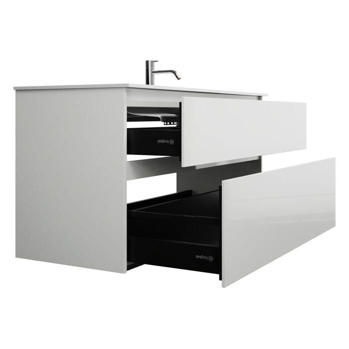 burgbad Lin20 Waschtischunterschrank mit Mineralguss-Waschtisch 122 cm, 2 Auszüge, rechts