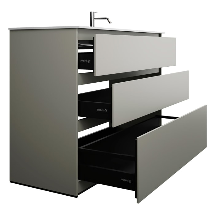 burgbad Lin20 Waschtischunterschrank mit Mineralguss-Waschtisch 122 cm, 3 Auszüge, rechts