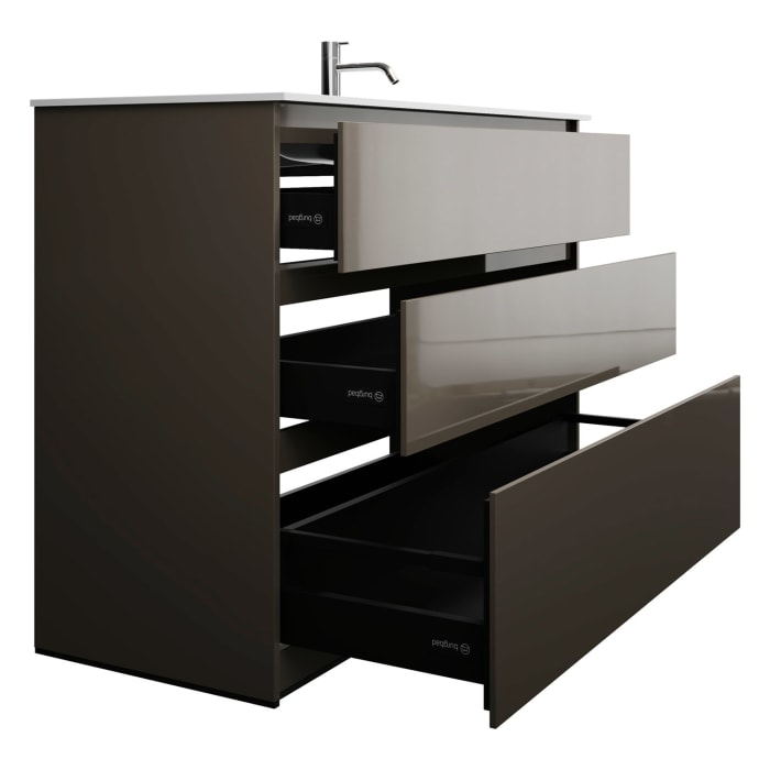 burgbad Lin20 Waschtischunterschrank mit Mineralguss-Waschtisch 122 cm, 3 Auszüge, rechts