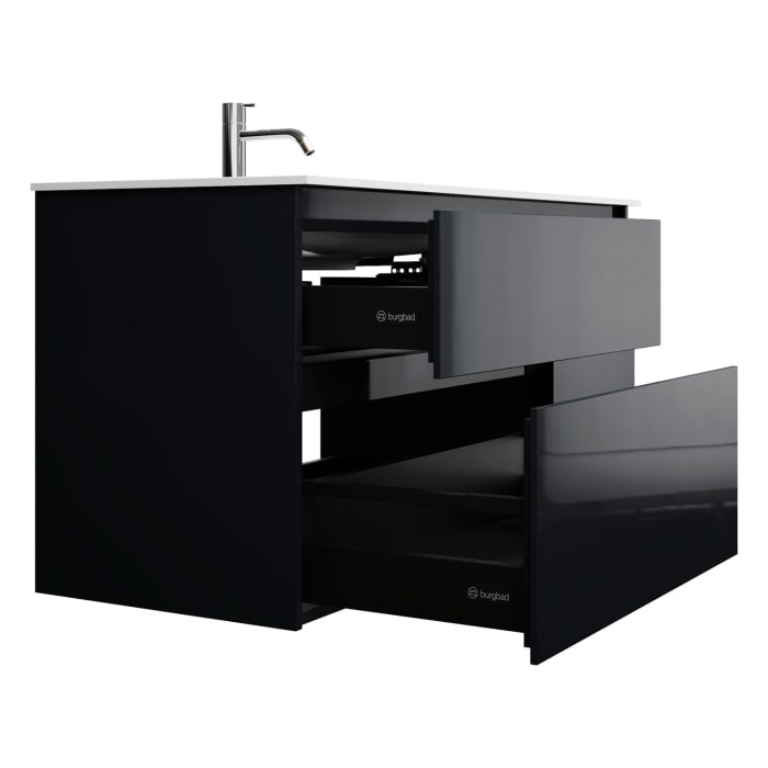 burgbad Lin20 Waschtischunterschrank mit Mineralguss-Waschtisch 122 cm, 4 Auszüge, links