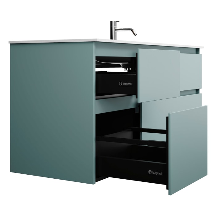 burgbad Lin20 Waschtischunterschrank mit Mineralguss-Waschtisch 122 cm, 4 Auszüge, rechts