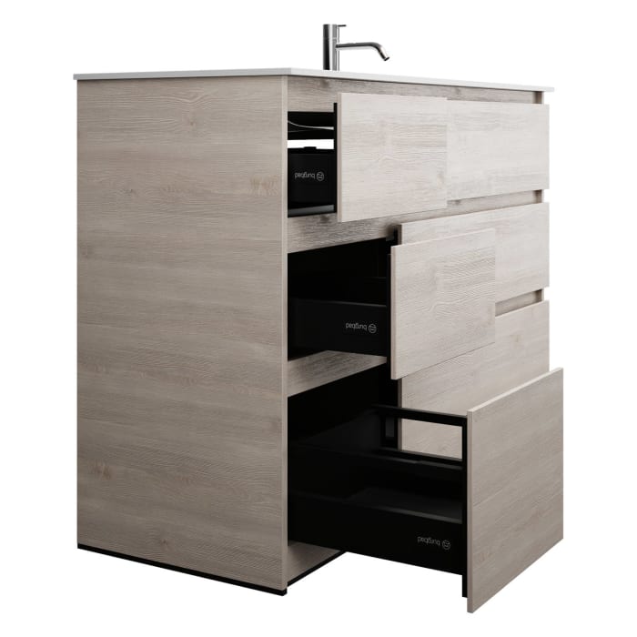 burgbad Lin20 Waschtischunterschrank mit Mineralguss-Waschtisch 122 cm, 6 Auszüge, rechts